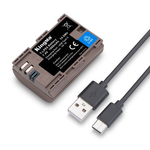 KingMa-Accu voor Canon LP-E6 - 1960mAh met USB-C Poort (Nieuw)