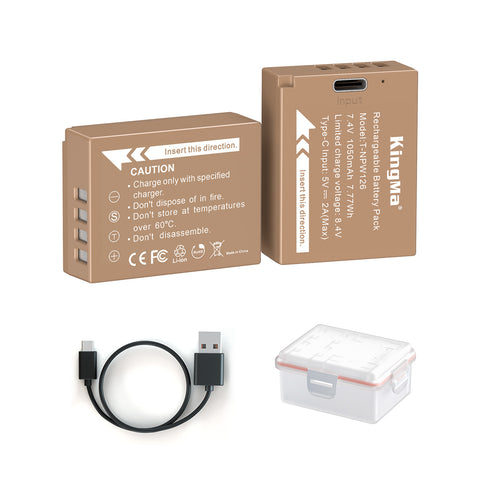KingMa-Accu voor Fujifilm NP-W126 - 1050mAh met USB-C Poort (Nieuw)