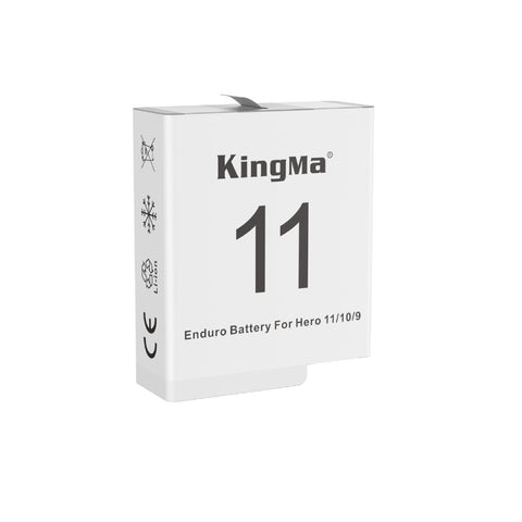 KingMa Enduro accu voor GoPro Hero 9, 10 en 11 1720mAh, wit, accu rechtop met opschrift 11