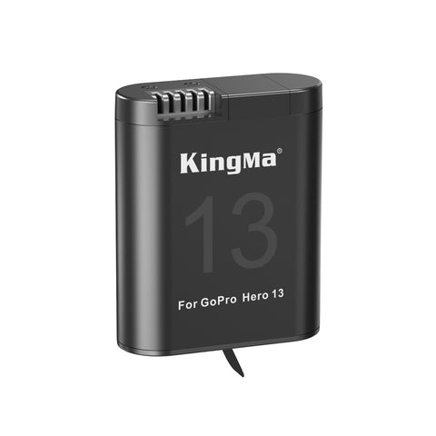 KingMa accu voor GoPro HERO13 Black 1900mAh, zwart, voorkant met opdruk 13