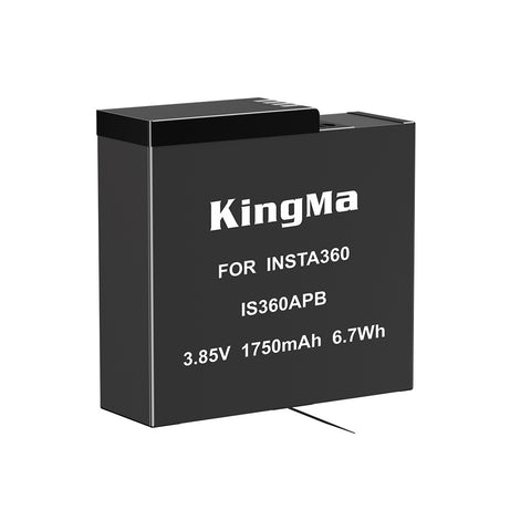 KingMa accu voor Insta360 CINSBAJA 1750mAh voor Ace en Ace Pro, zwart, voorkant met label IS360APB