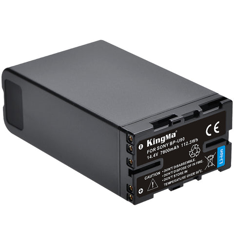 KingMa accu voor Sony BP-U90 7800mAh, zwart, accu met label 14.4V 7800mAh 112.3Wh en contacten