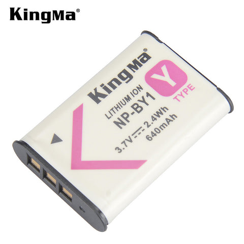 KingMa accu voor Sony NP-BY1 640mAh, wit met roze, label 3.7V 2.4Wh