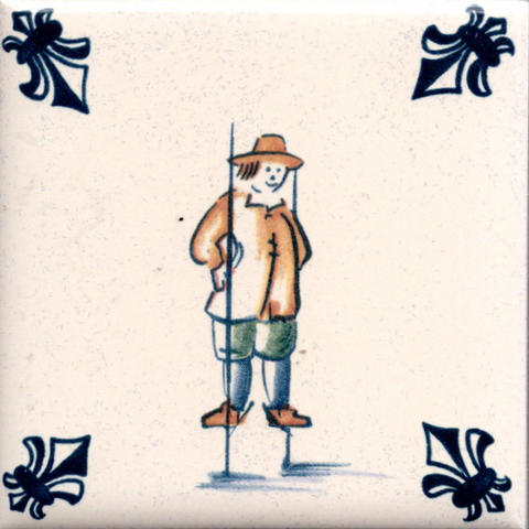 KLM-Airline Business Class Delft Blue Tile Coaster - 75 × 75 mm Tweedehands