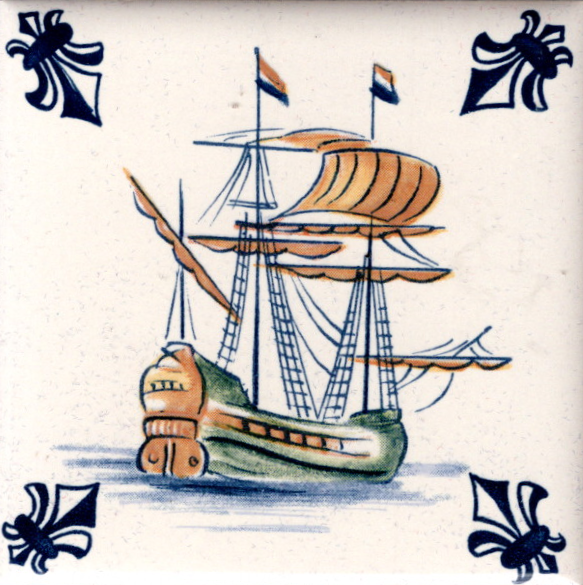 KLM-Airline Business Class Delft Blue Tile Coaster - 75 × 75 mm Tweedehands