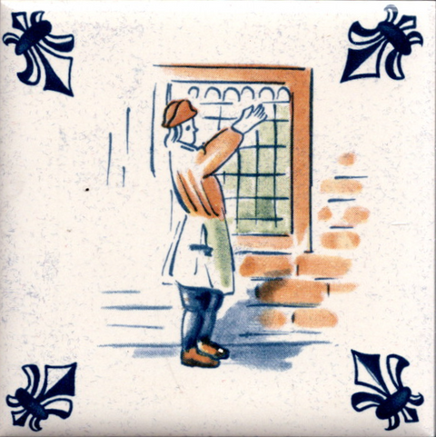 KLM-Airline Business Class Delft Blue Tile Coaster - 75 × 75 mm Tweedehands