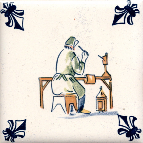 KLM-Airline Business Class Delft Blue Tile Coaster - 75 × 75 mm Tweedehands
