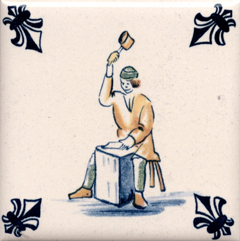 KLM-Airline Business Class Delft Blue Tile Coaster - 75 × 75 mm Tweedehands