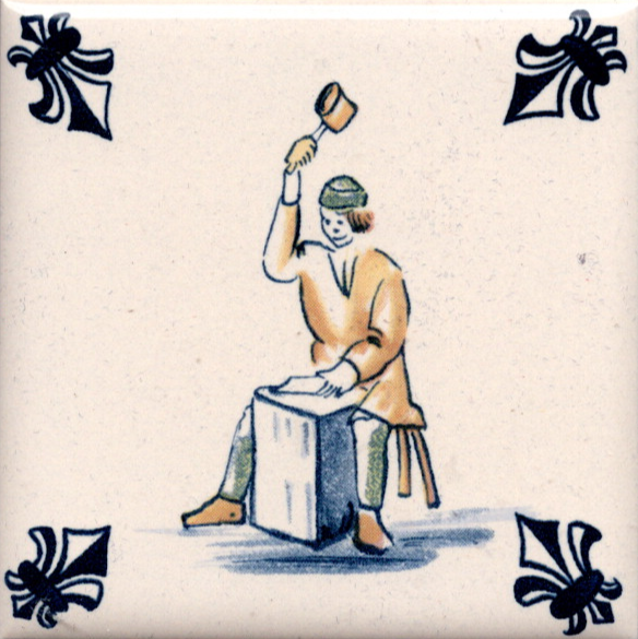 KLM-Airline Business Class Delft Blue Tile Coaster - 75 × 75 mm Tweedehands