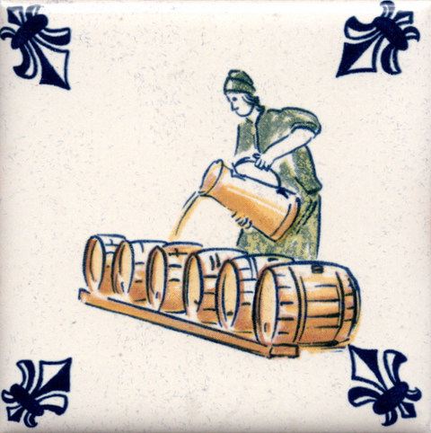 KLM-Airline Business Class Delft Blue Tile Coaster - 75 × 75 mm Tweedehands