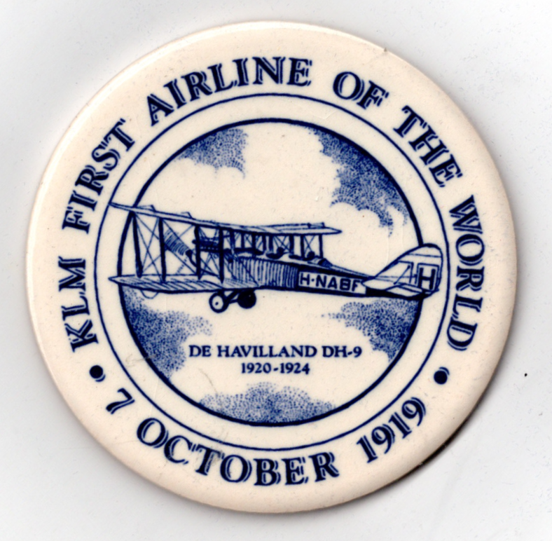 KLM-First Airline of The World- October 7, 1919, Fokker F XXII 1935-1939 Tile Coaster - 90mm Tweedehands