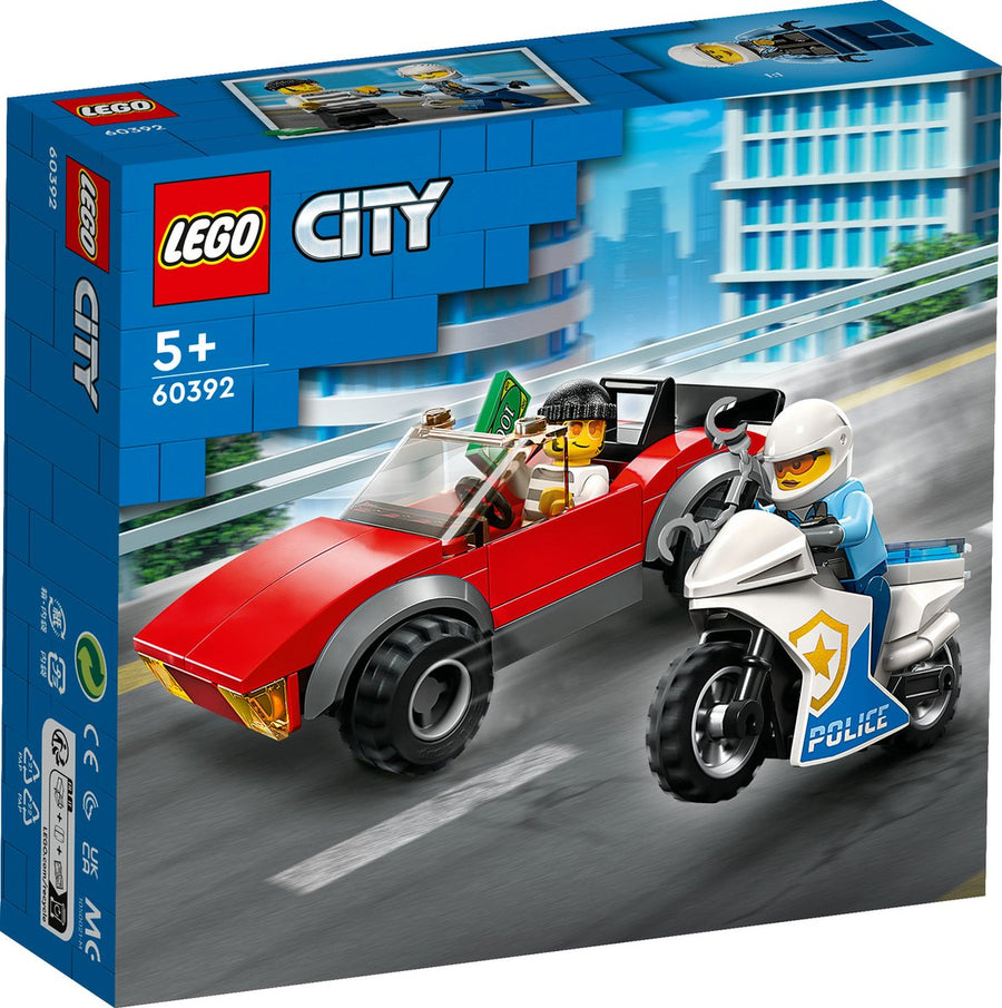 LEGO-City Achtervolging Auto op Politiemotor - 60392 (Nieuw)