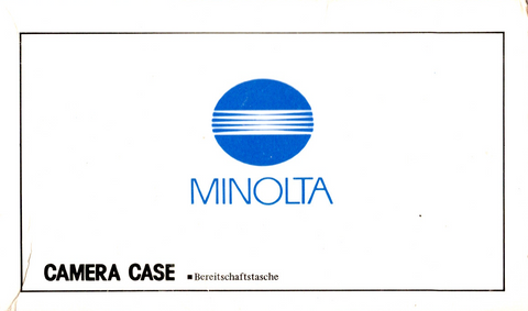 Minolta camera case voor AF-E II en AF-DL, etiket met Minolta-logo en Camera Case-opschrift
