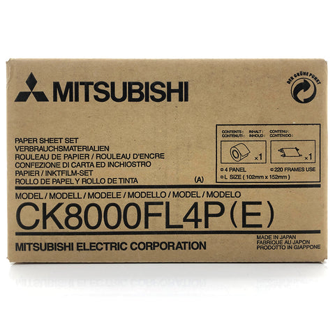 Mitsubishi-CK8000FL4P Printset – Fotopapier en Kleurfolie voor CP-8000 Printers (220 Afdrukken, L-formaat) (Nieuw)