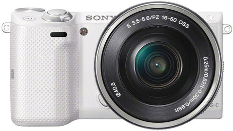 Sony NEX-5TL Systeemcamera + 16-50mm OSS + Flitser - Wit In doos, vooraanzicht