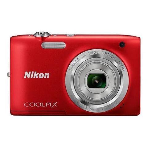 Nikon Coolpix S2900 digitale compactcamera, rood, voorkant met 5x zoomlens