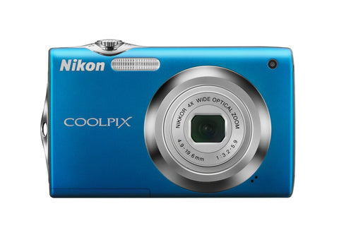 Nikon Coolpix S3000 digitale compactcamera, blauw, voorkant met 4x zoomlens