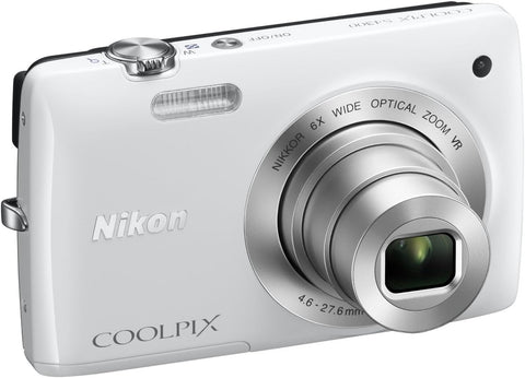 Nikon Coolpix S4300 digitale compactcamera, wit, schuin van voren met 6x zoomlens, tweedehands