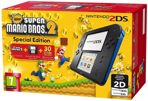 Nintendo-2DS Console - Blauw/Zwart + New Super Mario Bros 2 (In doos) Tweedehands