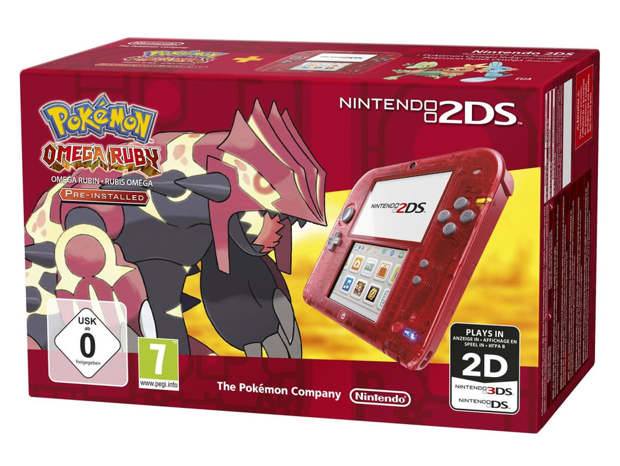 Nintendo-2DS Console - Transparant Rood + Pokemon Omega Ruby (In doos) Tweedehands