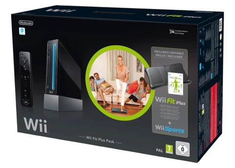 Nintendo-Wii Console + Wii Sports + Wii Fit Plus bundel - Zwart (in doos) Tweedehands