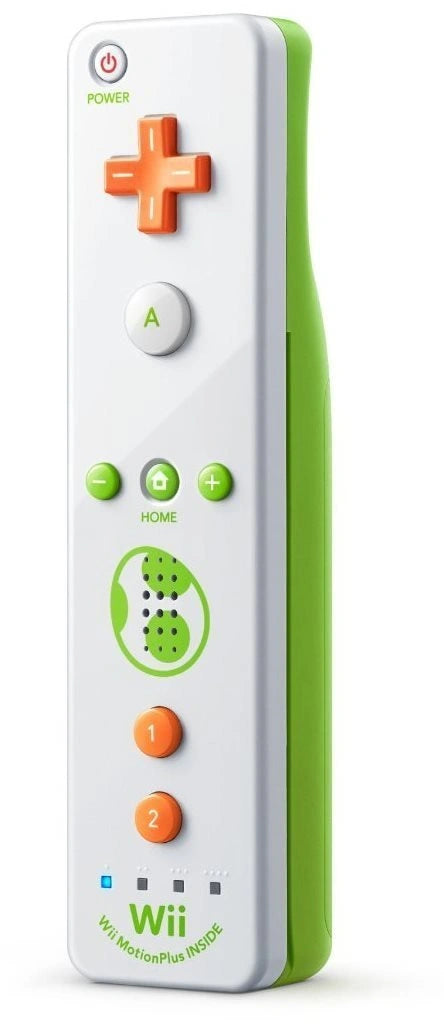 Nintendo Wii en Wii U Remote Motion Plus Yoshi Edition, wit met groen, tweedehands
