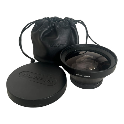 Olympus IS/L B-28 H.Q. 0.8x lensconverter, zwart, met Olympus-lensdop en leren opbergzakje, tweedehands