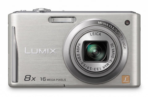 Panasonic Lumix DMC-FS35 compactcamera, zilver, voorkant met 8x Leica-zoomlens, tweedehands