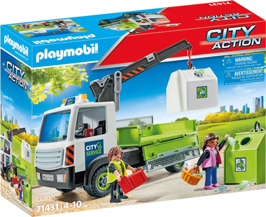 Playmobil-Glasafvalwagen met Container en Kraan - 71431 (Nieuw)