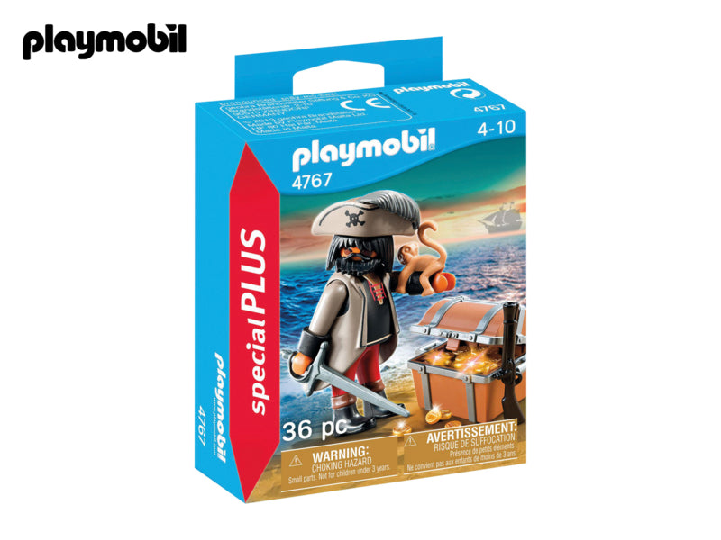 Playmobil-Piraat met Schatkist en Aapje Minifigure - 4767 (Nieuw in beschadigde verpakking)-tweedehands