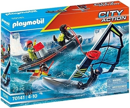 Playmobil-Poolzeiler, Rubberen Opblaasboot en Reddingshond - 70141 (Nieuw)