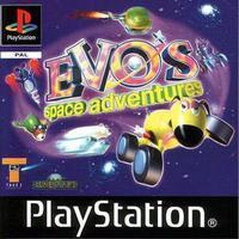 PlayStation 1 Evo's Space Adventures van Take 2, paarse PAL-hoes met ruimtevoertuigjes, tweedehands
