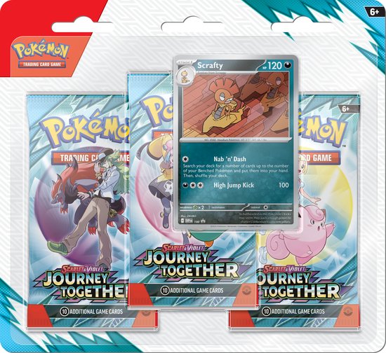 Pokemon-SV09 Journey Together - 3-Pack Blister - Kaarten - Scrafty (Nieuw)