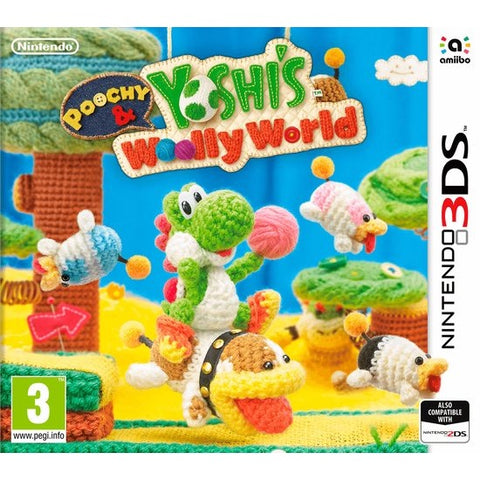 Nintendo 3DS Poochy & Yoshi's Woolly World, doos voorkant, tweedehands