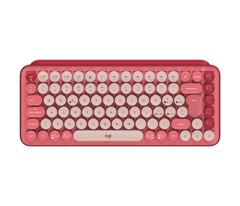 Logitech POP Keys draadloos mechanisch emoji toetsenbord, roze Heartbreaker Rose, QWERTY, bovenaanzicht