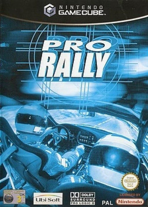 Nintendo GameCube Pro Rally, doos voorkant met een coureur achter het stuur van een rallyauto, tweedehands