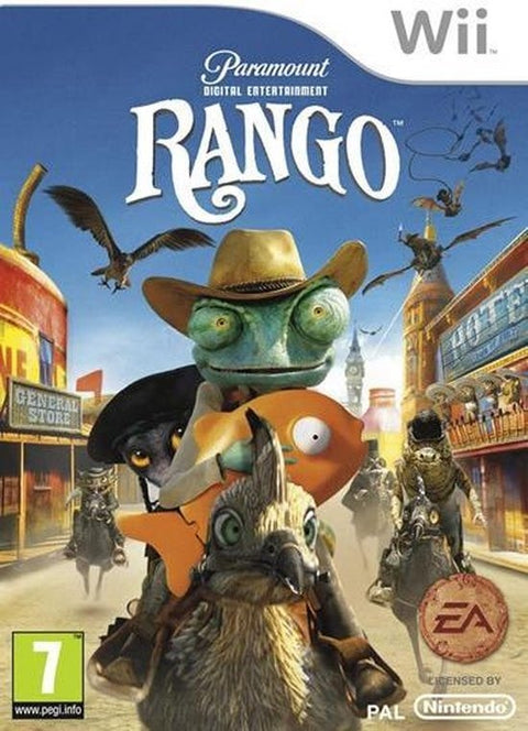 Nintendo Wii Rango van EA, doos voorkant met kameleon met cowboyhoed, tweedehands