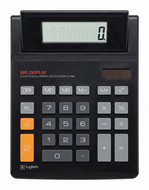Logitech LC-848 rekenmachine met groot display, voorkant met toetsen
