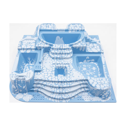 LEGO verhoogde grondplaat Kasteel Arctic 48 x 48, blauwe grondplaat met rotsrelief