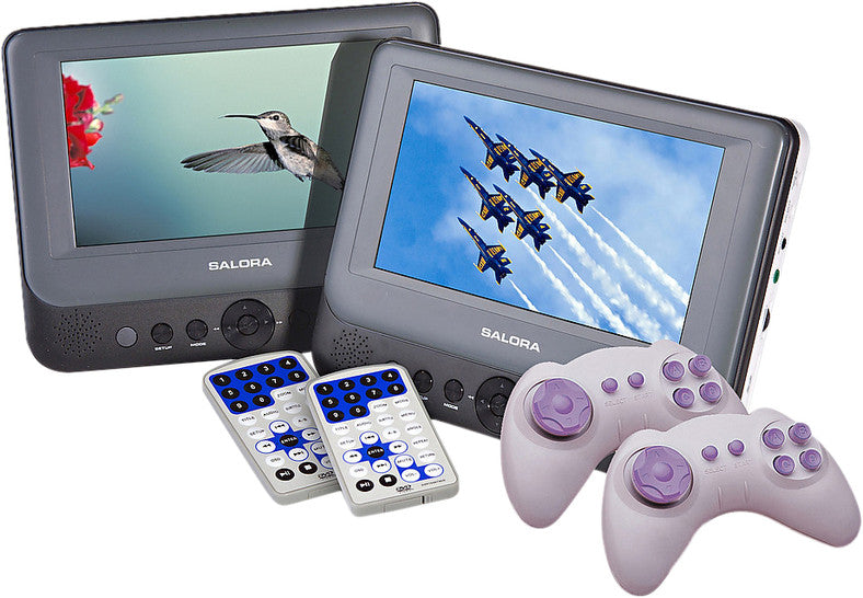 Salora DVP7748DUO + GC Portable DVD Set 2 Schermen Gamecontrollers Tweedehands