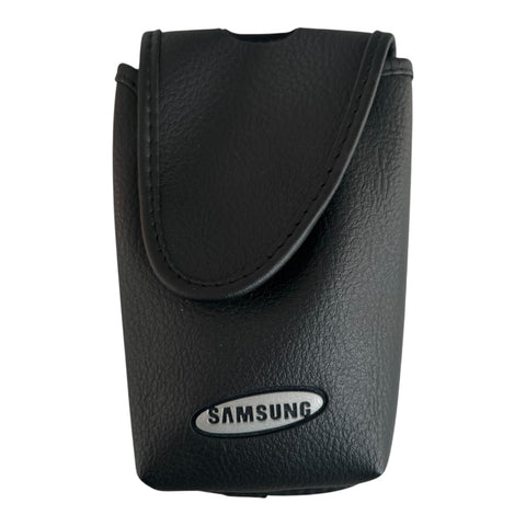 Samsung leren vintage 35mm camera case 18 x 8 cm, zwart met klep en Samsung-logo