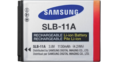 Samsung SLB-11A accu 3,8V 1130mAh, zilver, voorkant met etiket