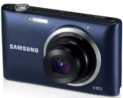 Samsung ST73 digitale compactcamera, donker blauw, schuin van voren