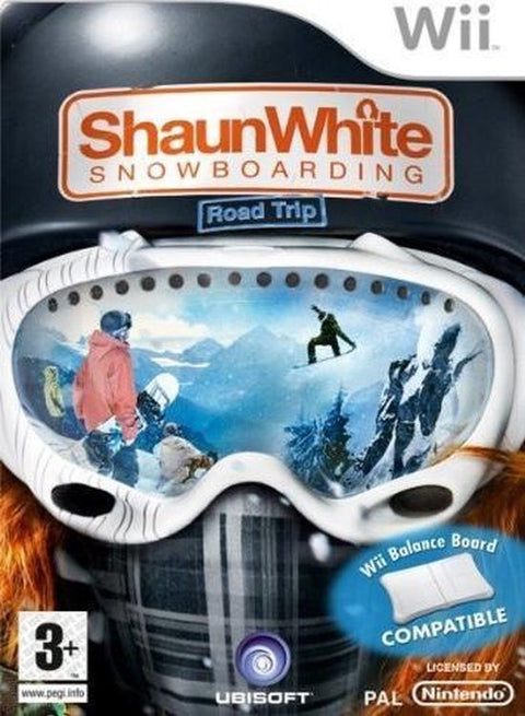 Nintendo Wii Shaun White Snowboarding Road Trip van Ubisoft, doos voorkant met skibril, tweedehands