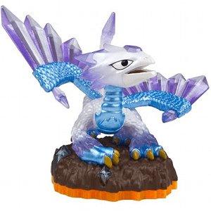 Skylanders Flashwing figuur, kristallen draak in paars en blauw, voorkant, tweedehands