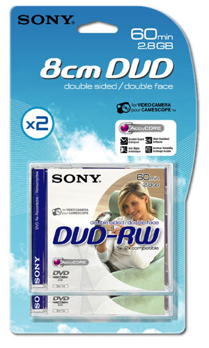 Sony-2x 8cm DVD - 60 min / 2.8GB voor Camcorder (Nieuw)
