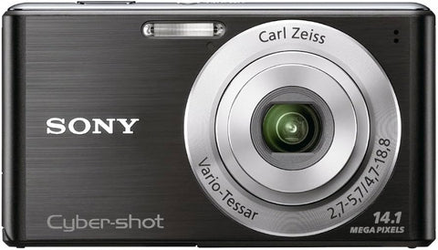 Sony Cyber-shot DSC-W530 digitale compactcamera, zwart, voorkant met Carl Zeiss-lens en 14.1 megapixel