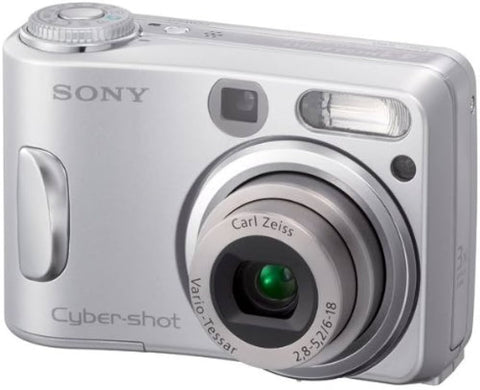 Sony Cyber-shot DSC-S90 compactcamera, zilver, schuin van voren met Carl Zeiss Vario-Tessar-lens, tweedehands