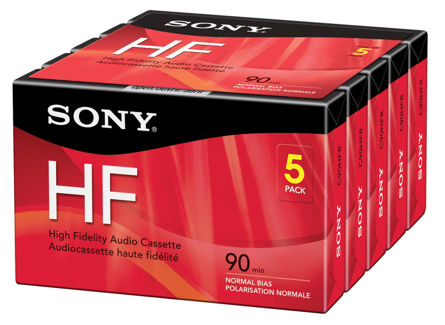 Sony-HF90 Cassettebandje 90 Minuten – Type I Ferro Audio Tape - 5-Pack (Nieuw)