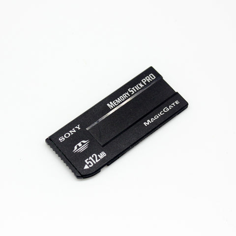 Sony Memory Stick Pro MagicGate 512MB, zwart, voorkant met opschrift 512MB, tweedehands